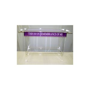 Elevate Your Sanctuary with the Kingdom Acrylic Communion Table w/ Purple Front - A Modern Elegance