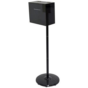 Kingdom Smoky Acrylic Donation Box with Lock on a Black Stand