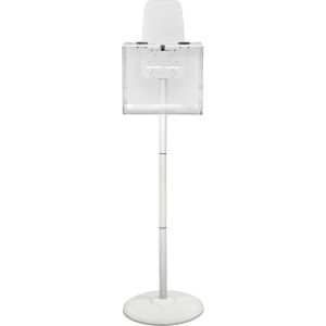 Kingdom Clear Acrylic Donation Box with Lock on a White Stand