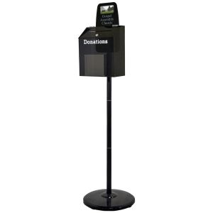 Kingdom Smoky Collection Box with Pre-Printed Donations on Stand with Built-in Lock - Personalized
