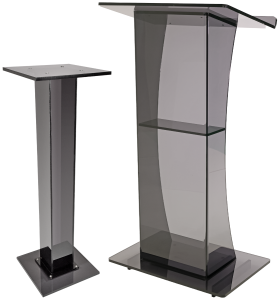 Kingdom Madison Acrylic Lectern with Single Column Acrylic Stand - Smoke Gray