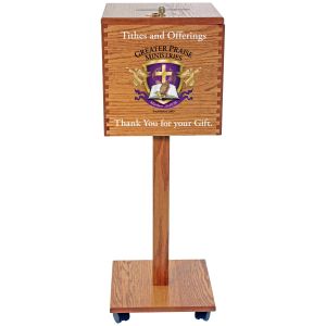 Personalized Kingdom Fairview Wooden Offering Box on Wheels