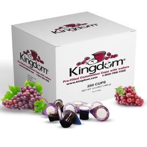 Kingdom Prefilled Communion Cups with Wafers - Box of 250 - Red Grape Juice