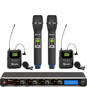 AVTronics Ultimate UHF Wireless Mic System: 200 Channels with Dual Handheld & Lapel Mics + Rack Mount Ears