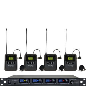 Kingdom V5 Professional Wireless Microphone System with 4 Belt Packs and Lapels