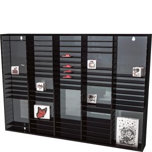 Sophisticated Kingdom Smoky Acrylic Rack with 100 Movable Dividers for Versatile Organization of Collectibles, Cassettes, Stamps and more.