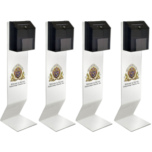 4 Personalized Acrylic Church Donation Boxes with Stand & Brochure Holders