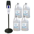 Kingdom Elite Series Touchless Hand Sanitizer Dispenser with Black Stand and 4 Gallons of Kingdom Hand Sanitizer Gel