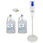 Kingdom Elite Series Touchless Hand Sanitizer Dispenser with Stand and 2 Gallons of Gel Sanitizer - White