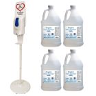Elite Series Touchless Hand Sanitizer Dispenser with White Stand and Customized Text and 4 Gallons of Sanitizer