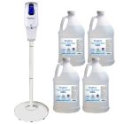Elite Series Touchless Hand Sanitizer Dispenser with White Stand and 4 Gallons of Sanitizer - Enhanced Hygiene Package