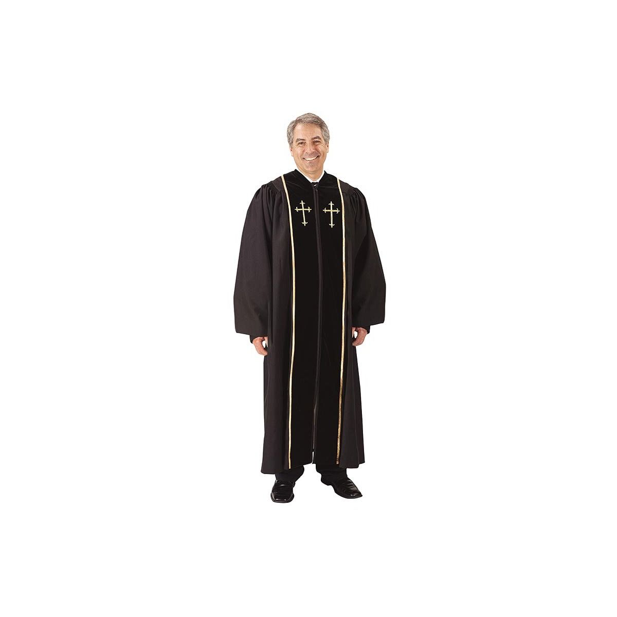 Pulpit Robes Black w/ Black Velvet - Large