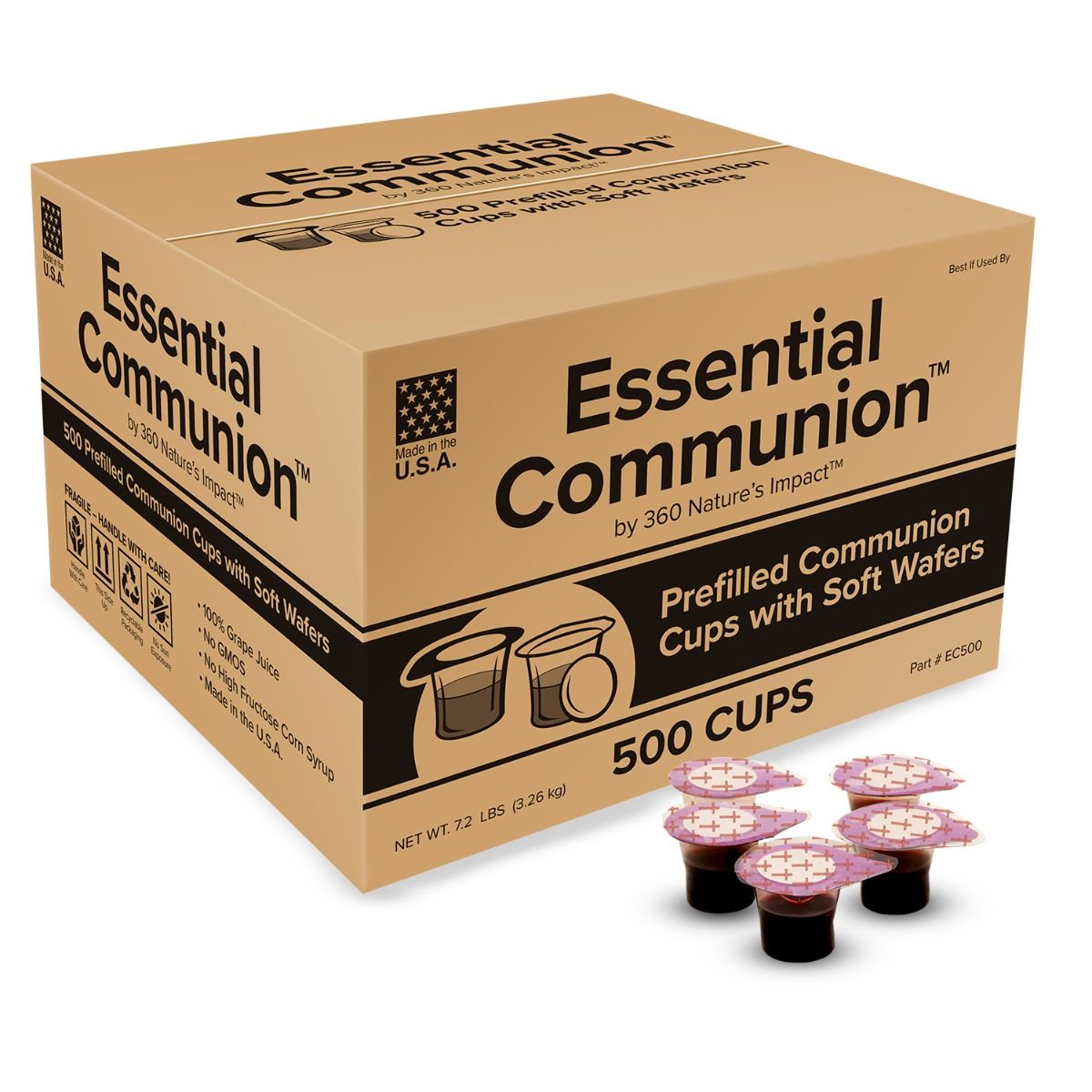 Prefilled Communion Cups with Wafers Box of 500 by Essential Communion