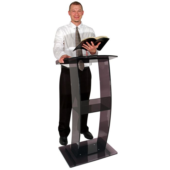 Modern Elegance Meets Functionality: Contemporary Style Smokey Acrylic Lectern - Perfect for Every Presentation