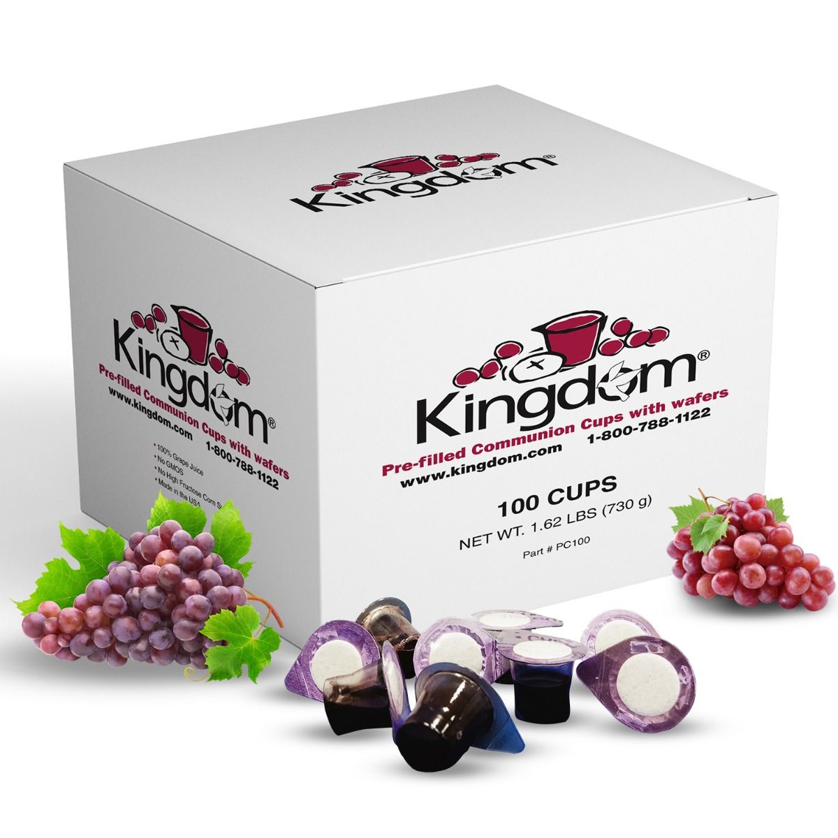 Kingdom Prefilled Communion Cups and Wafers - Box of 100 - Red Juice