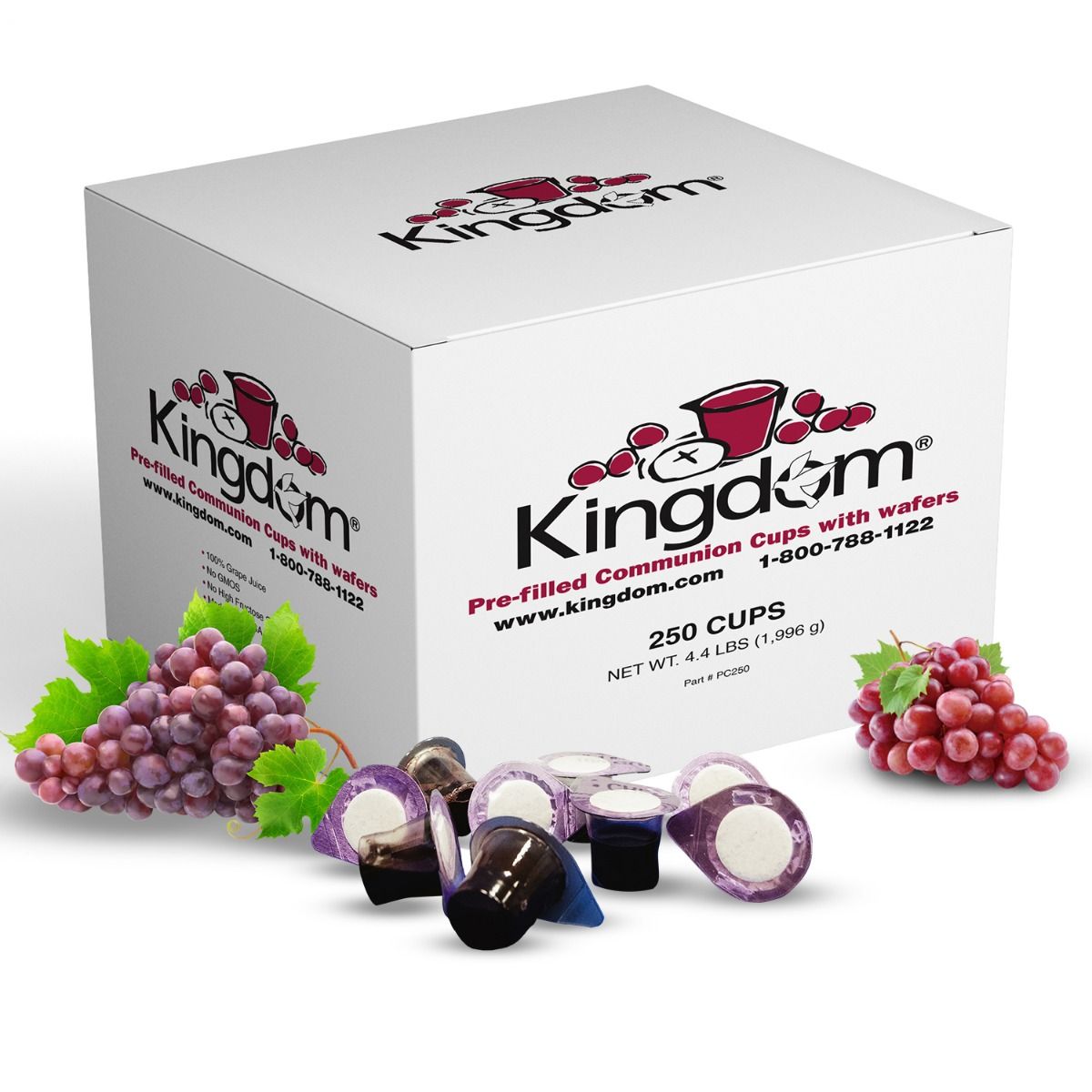 Kingdom Prefilled Communion Cups and Wafers - Box of 250 - Red Juice