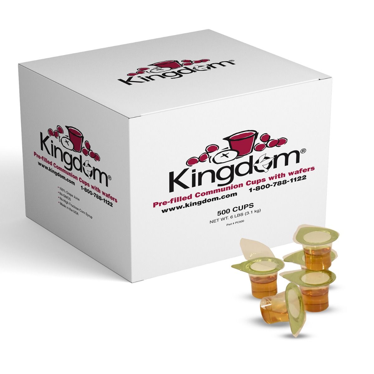 Kingdom Prefilled Communion Cups and Wafers Box of 500 White Grape Juice