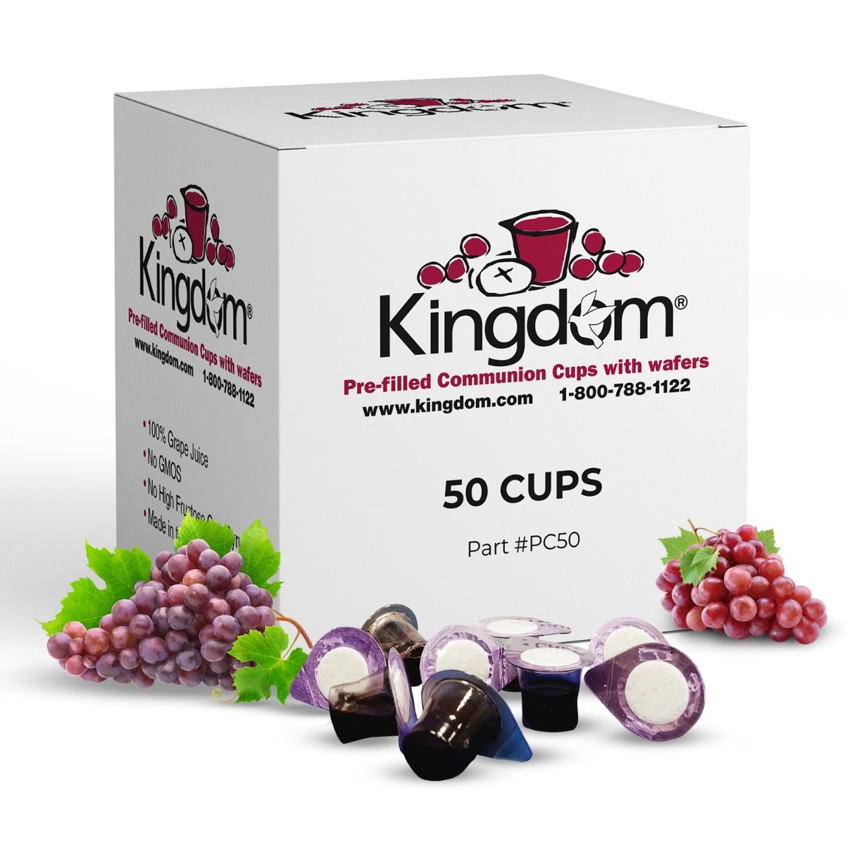 Kingdom Prefilled Communion Cups with Wafers Box of 50 RED JUICE