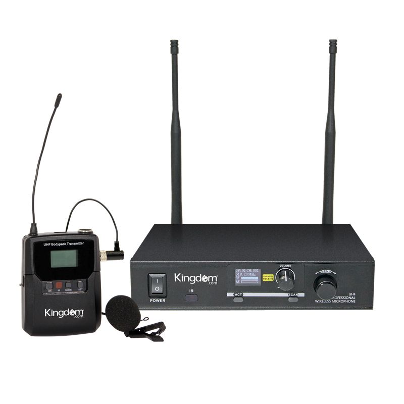 Kingdom Wireless 1000-Channel Mic System with Beltpack and Lapel