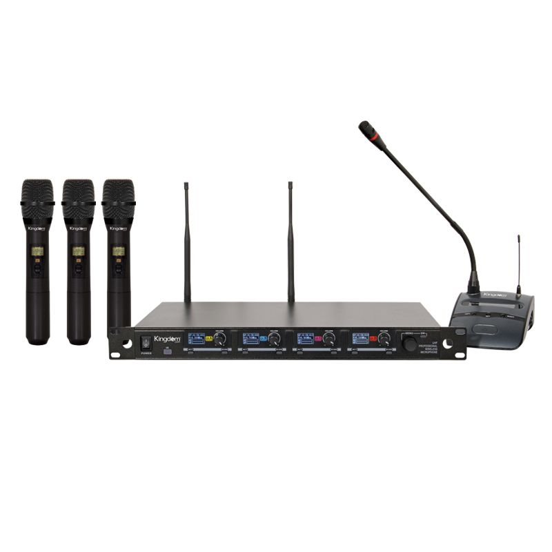 Kingdom V5 1000-Channel Microphone System with 3 Handheld and 1 Cardioid Podium Microphone