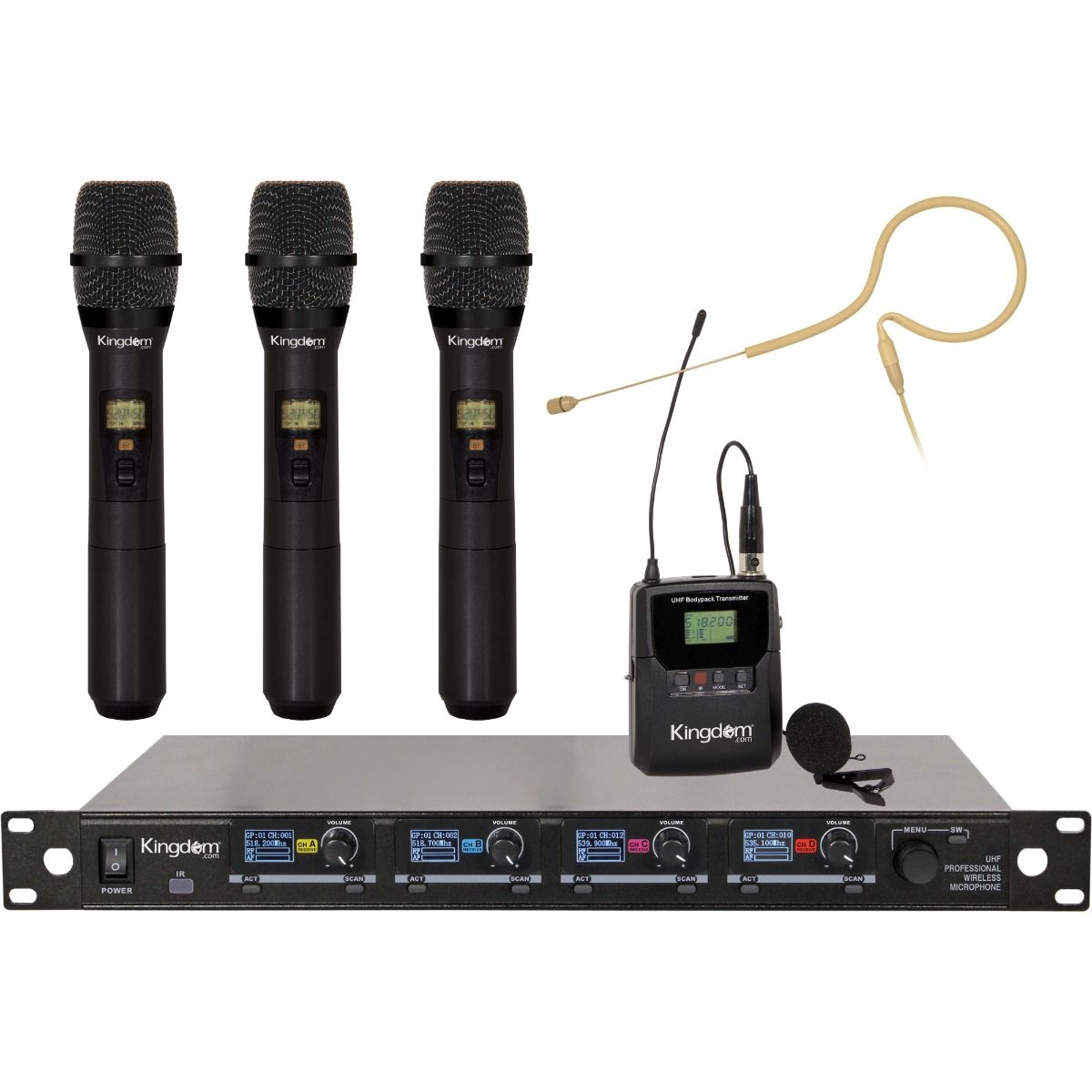 Kingdom UHF 1000-Channel Professional Wireless Microphone System with KX7AK Ear-worn