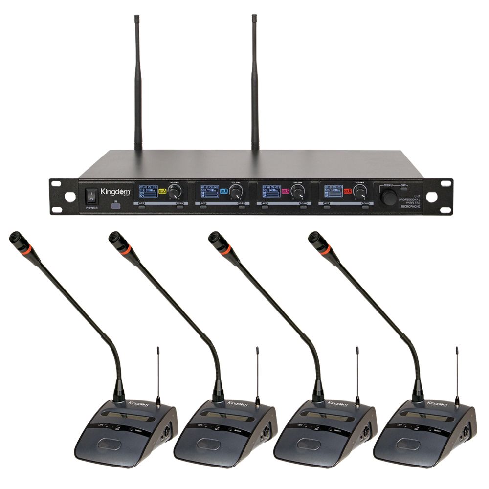 Kingdom V5 Wireless Mic System with 4 Podiums | Superior Audio Clarity | Customizable Configurations