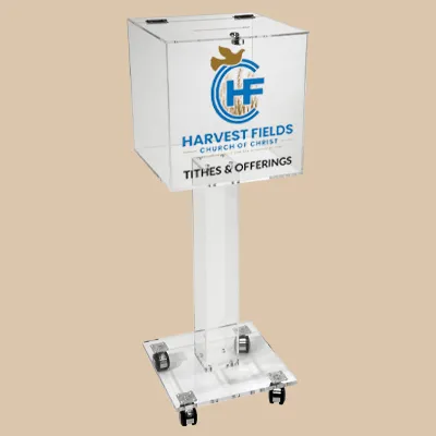 KACCB6CP Clear Acrylic Donation Box with Lock and Key