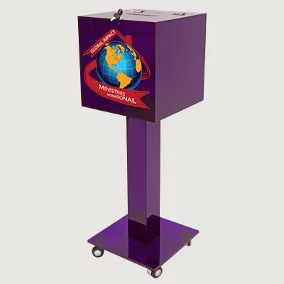 KACCB6PURPLE Acrylic collection box on wheels