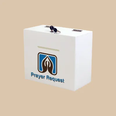 White acrylic wall mounted collection box