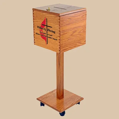 Fairview wooden offering box on wheels